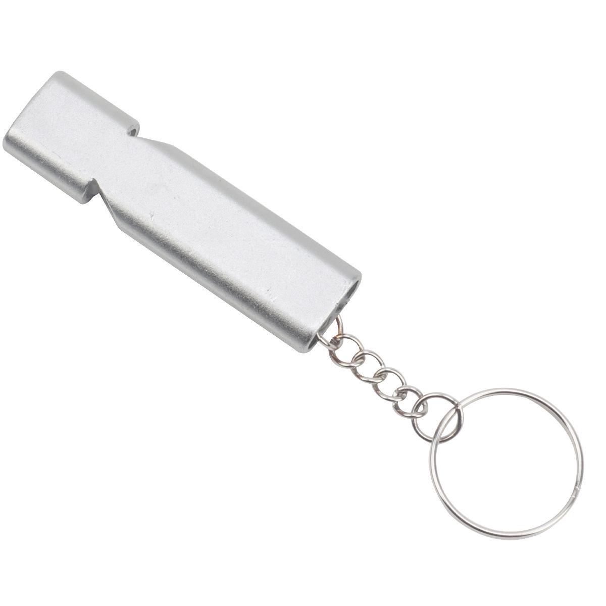 Flat Dual-Frequency Metal Survival Whistle Keychain