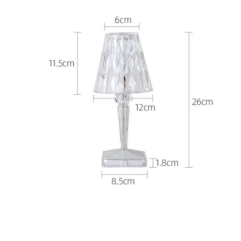 Lampă de masă acrilică modernă simplă delicată reîncărcabilă USB lămpi de birou cu atingere decorare dormitor LED lumină de noapte în formă de diamant