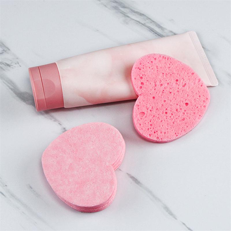 20Pcs Heart Shaped Compressed Facial Sponges Cute Reusable Face Washing Sponges