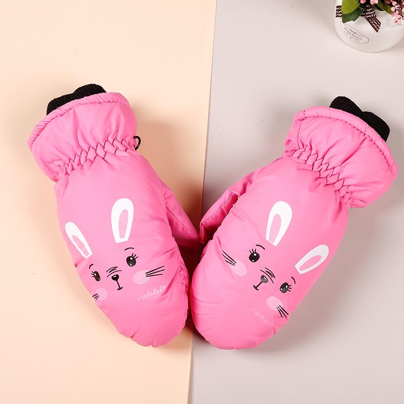 Kids' Cartoon Ski Mittens: Warm, Windproof, Waterproof, for Ages 3-10