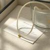 Elegant French Minimalist Pearl & Crystal Necklace - Delicate Gold Bean Chain for Everyday Wear by Women