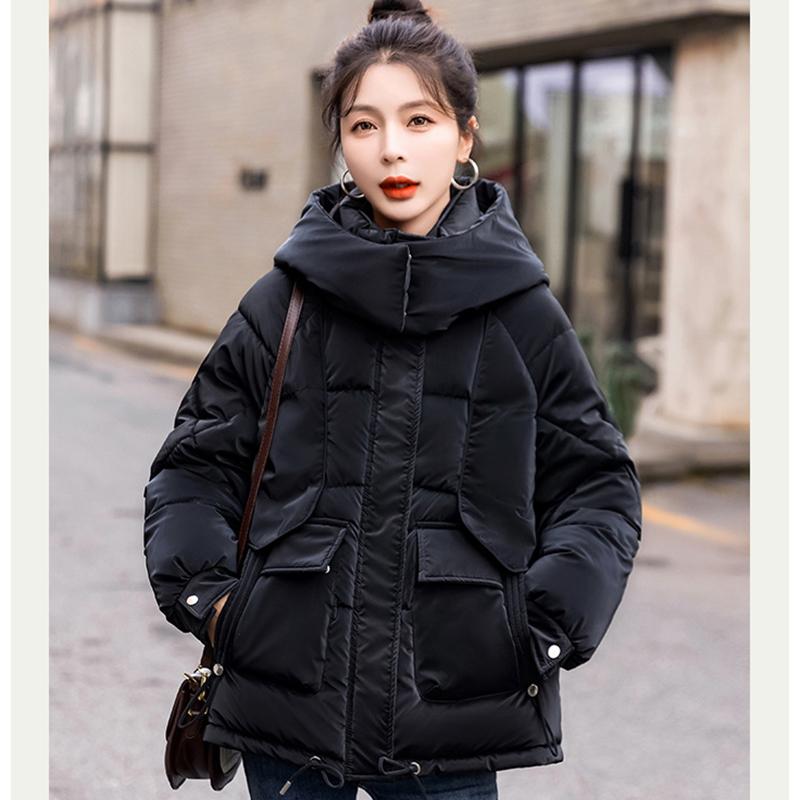 Autumn and Winter Fashion Women's Bread Jacket Short Down Cotton Jacket Korean Version Loose Casual Cotton Jacket Jacket Cotton Coat