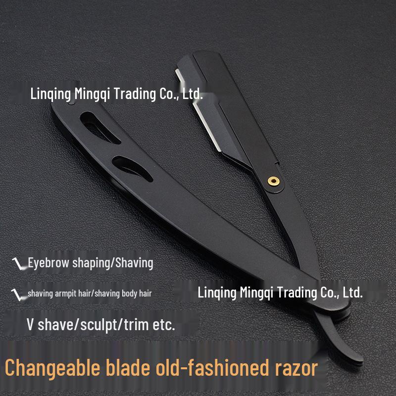 Vintage All-Metal Black Manual Razor: Barber Shaving & Eyebrow Trimmer