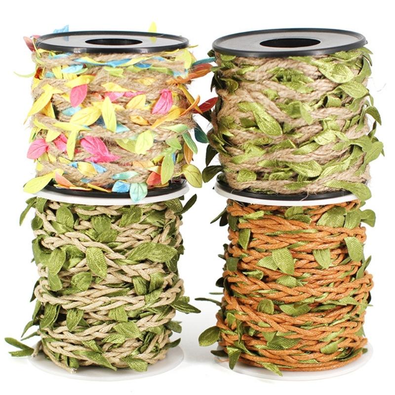 10m Leaf Rope String Natural Twine Leaf Ribbon Heavy Duty Hanging Rope for Wedding Decoration Gardening Accessories