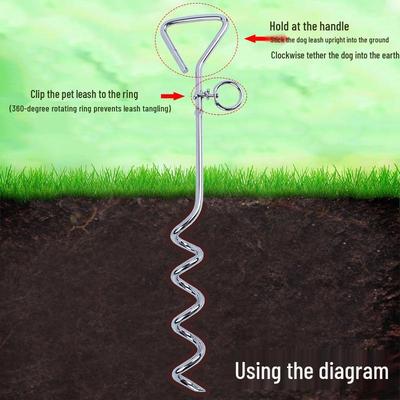 Verchroomd Gegalvaniseerd IJzeren Hondenpaal - Buiten Huisdier Lijn Anker