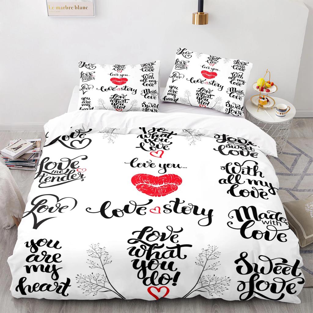 Valentine'S Day King Queen Duvet Cover Angel Cupid Bedding Set For Teens Adults Romantic Couple 2/3 Pcs Polyester Quilt Cover