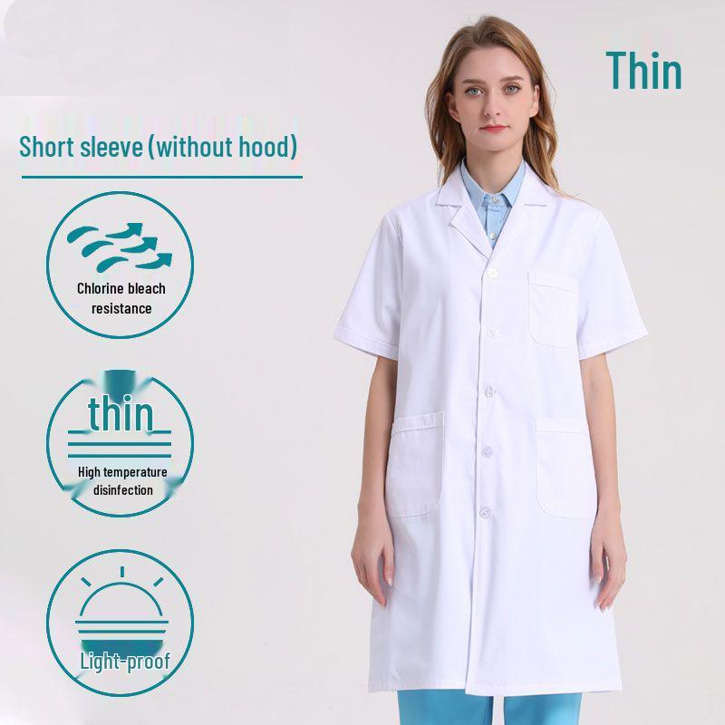 Unisex Dustproof Long-Sleeve Work Coat with Hood & Short-Sleeve Uniform 4XL 92.5-97.5 kg