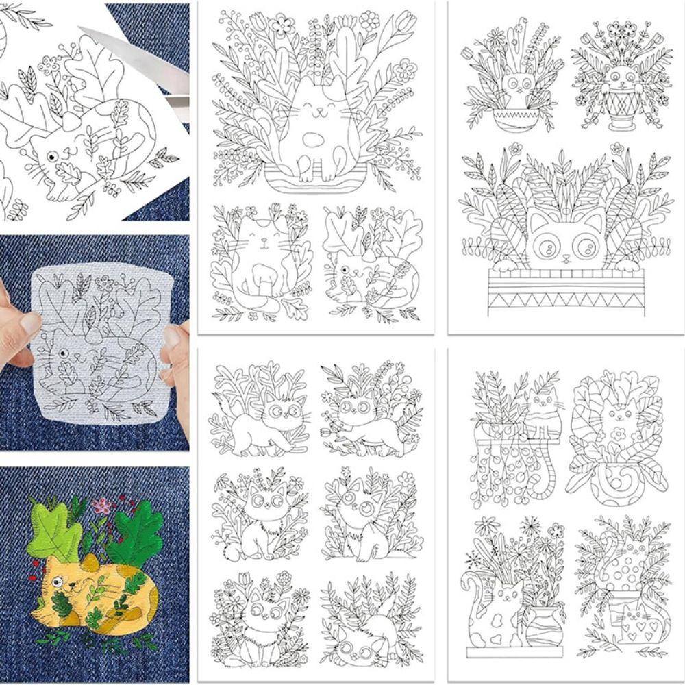 Flowers and Leaf Designs Water Soluble Hand Sewing Stabilizers Stitching Embroidery Paper Embroidery Dissolving Transfer Paper