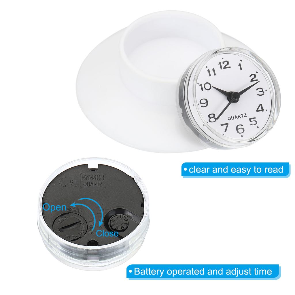Uxcell Wall Clock, Mini Cute Bathroom Kitchen Mirror Suction Wall Clock Waterproof Quartz Clocks for Shower Home Decoration