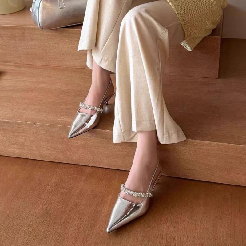 Mode 2025 Frühling Neuankömmling Damen Spitzschuhe Stilettoabsätze Schlankmachend Französischer Stil Sexy Knöchelriemchen Geschlossene Ferse Schuhe Eleganter Look