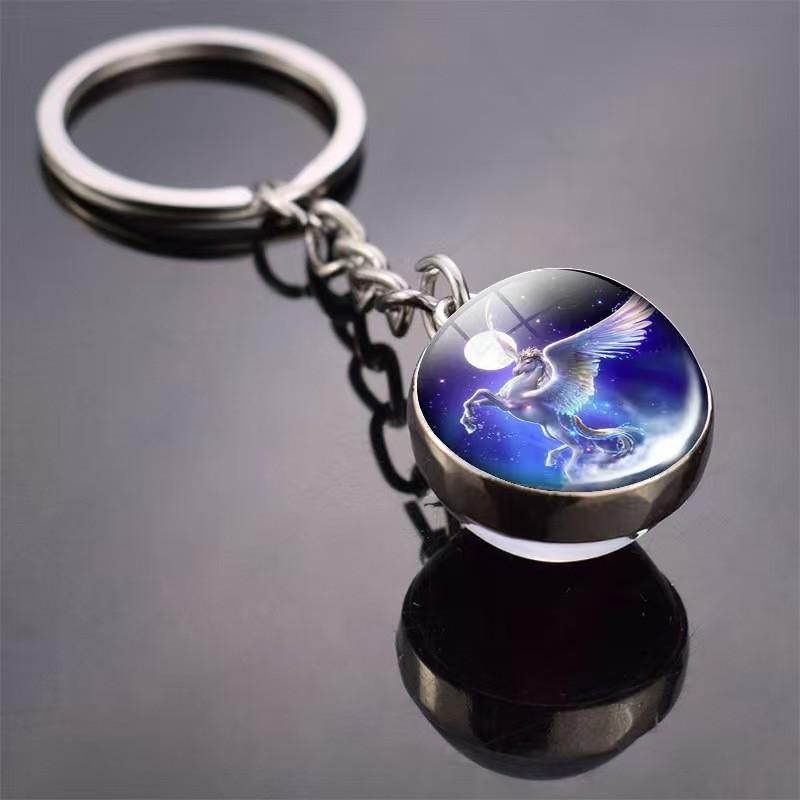 Unicorn Pendant Necklace With Zinc Alloy Round Glass Charm For Elegant Jewelry