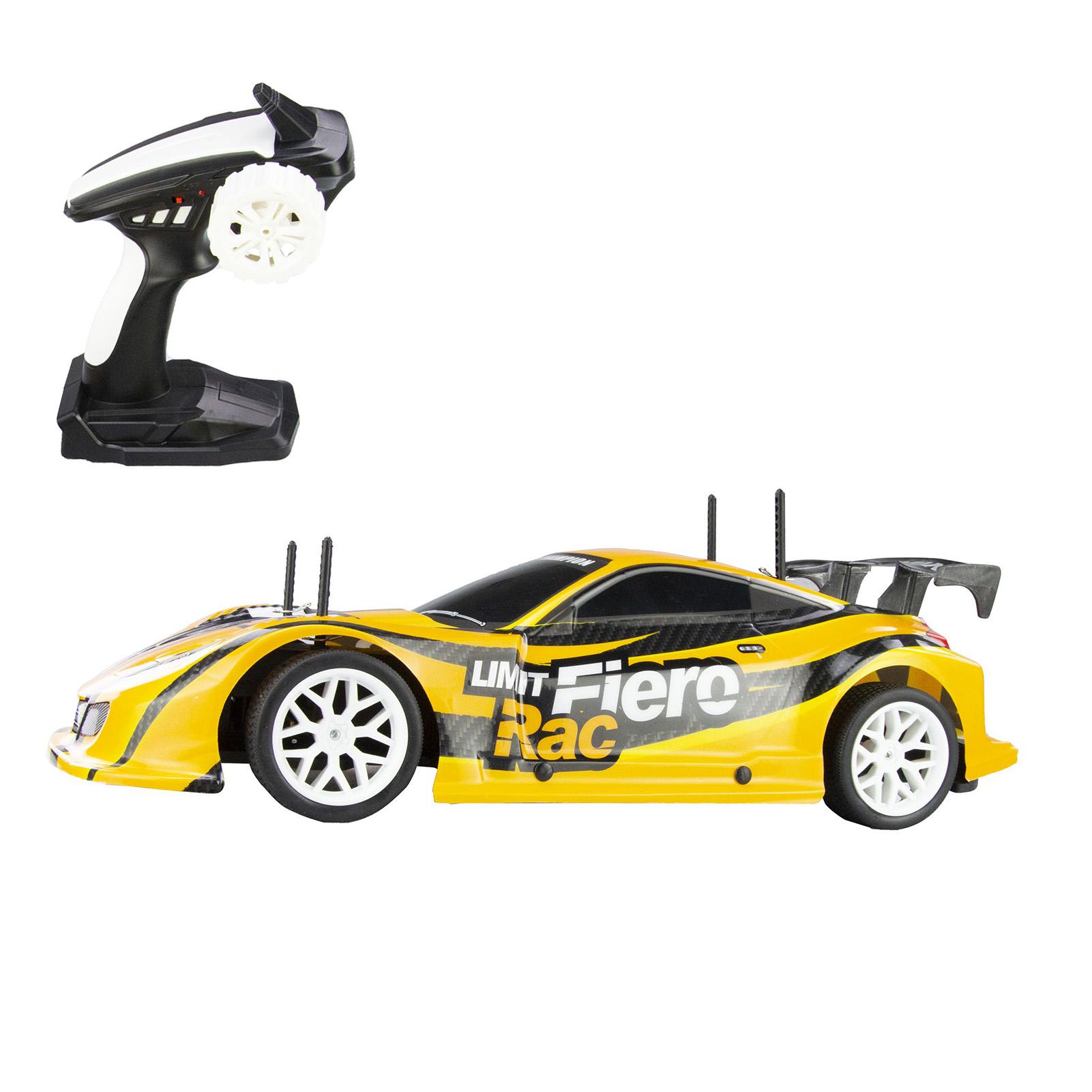 Carro de controle remoto 1/10 2,4 GHz 20 km/h Carro de corrida com controle remoto Presente infantil RTR amarelo