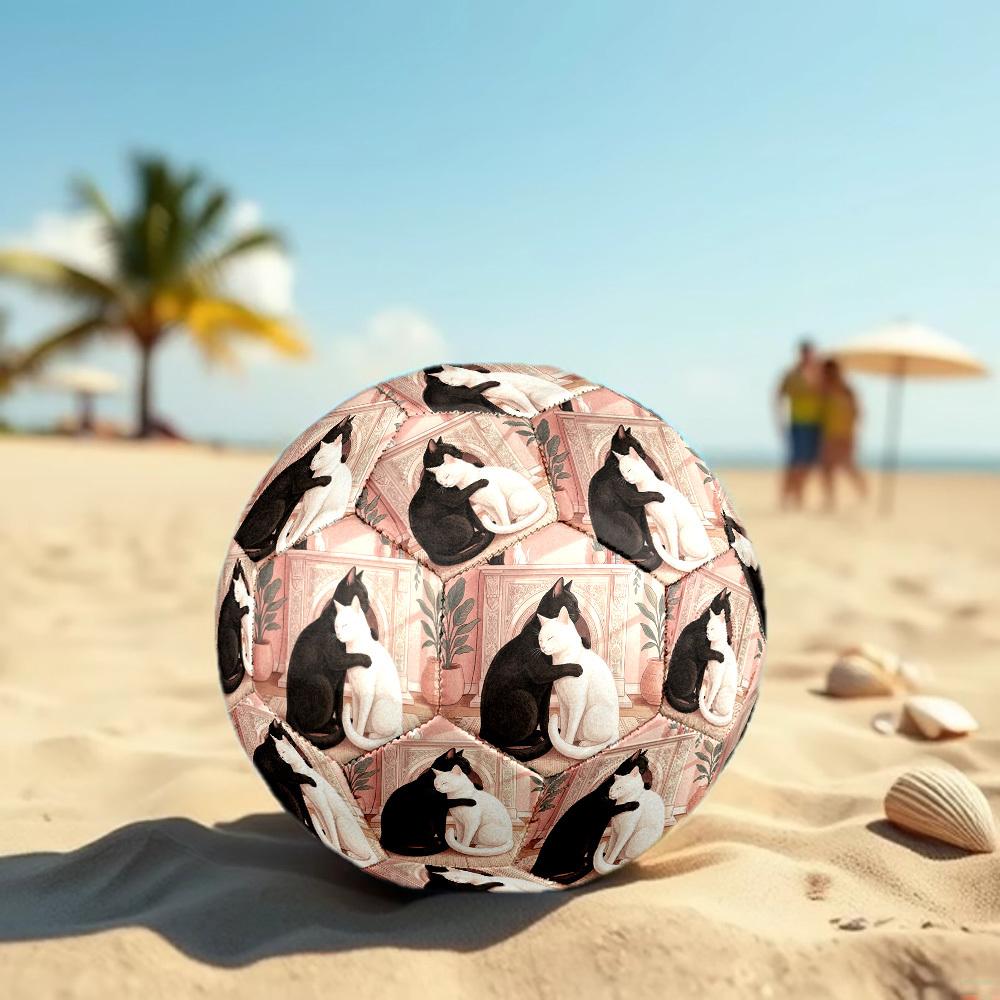 1pc Cats Harmony Theme Soccer Ball Football, Size 5, Lightweight PVC, Durable Outdoor Training Soccer Ball, Gift M61484