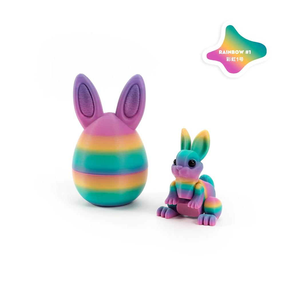 3D Printed Rabbit Eggs Ornament Animal Model Easter Rabbit Home Desktop Ornament Happy Easter Gift for Kids