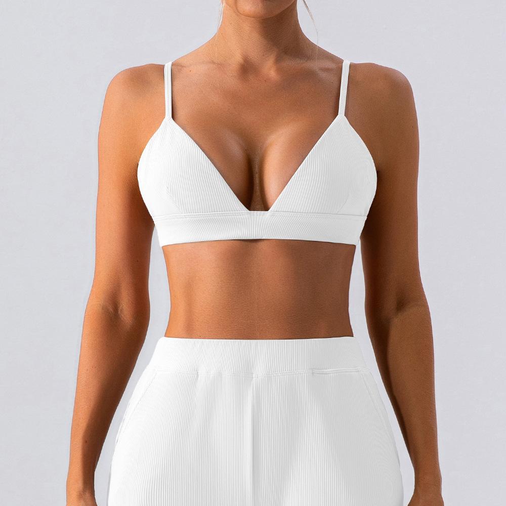 

Nude Feel Back Support Quick-Dry Yoga Sports Bra for Women L слонова кістка/білий