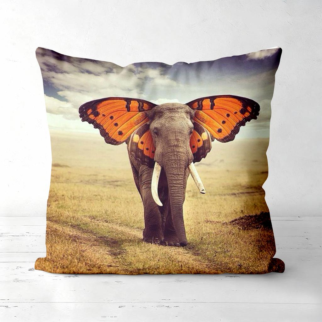 Pieces Elephant Butterfly Safari Throw Pillow Cover Polyester Sofa Decorative Cushion Cov Headboard Pillow Without Pillow Core