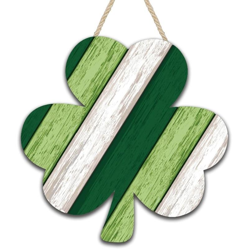 Shamrock Decoration For Patrick's Day Parties With Wooden Frame And Green Leaf Festival Spring Accessory