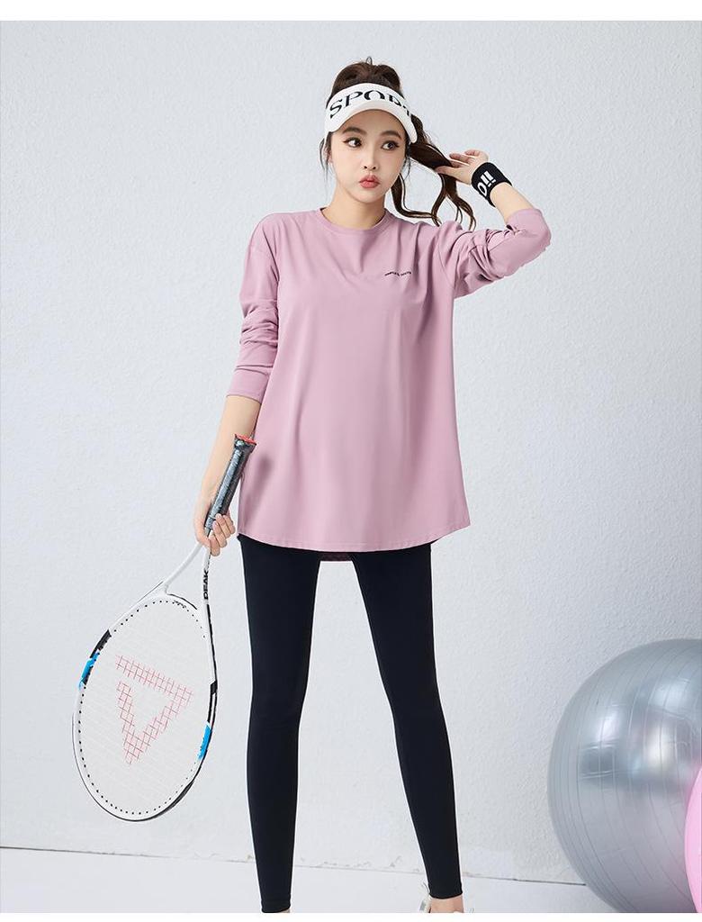 Women's 2026 Three-Piece Yoga Set: Loose Long Sleeve, Tapered Pants, Sporty Letter Vest Fitness Wear