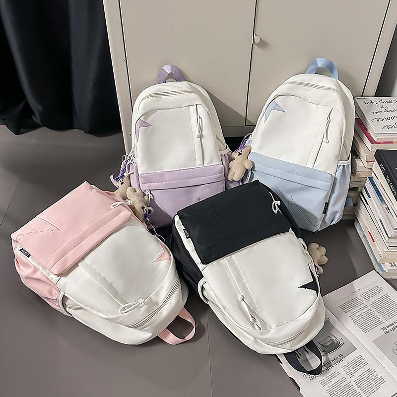 Schoolbag Large Capacity Backpack Casual Ins Style Fashion Girl Gray Korean Version Simple College Student Schoolbag Travel Backpack