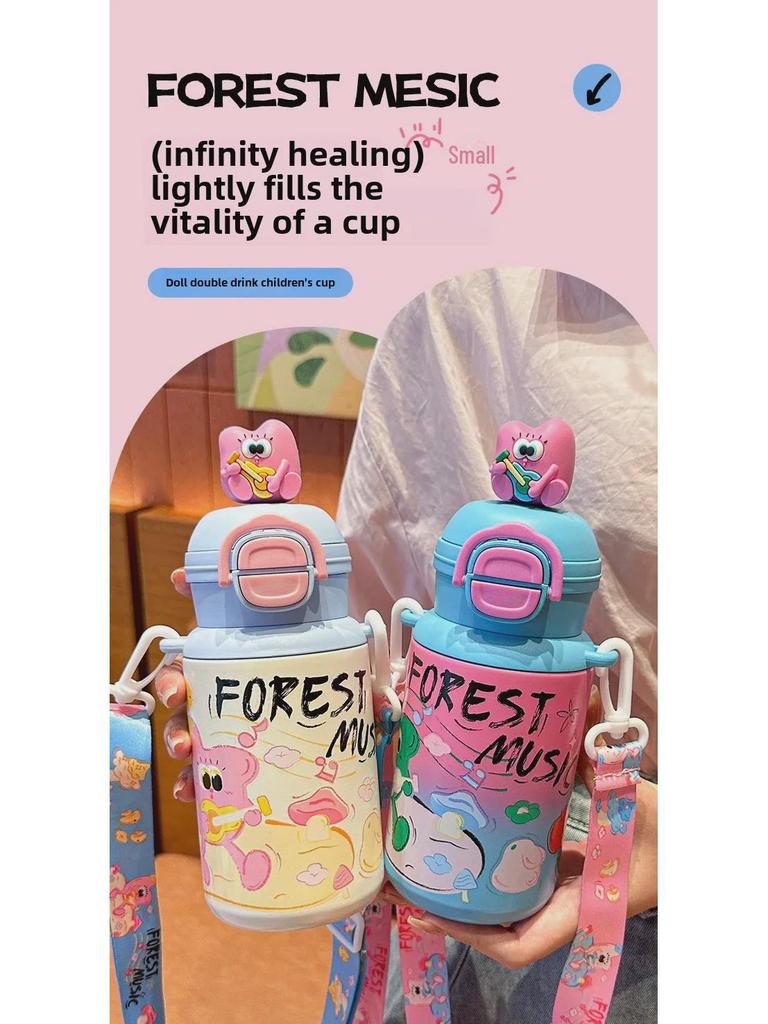 Children's Cartoon Thermos Cup with Straw - Food Grade 316, Portable and High-Value for Students