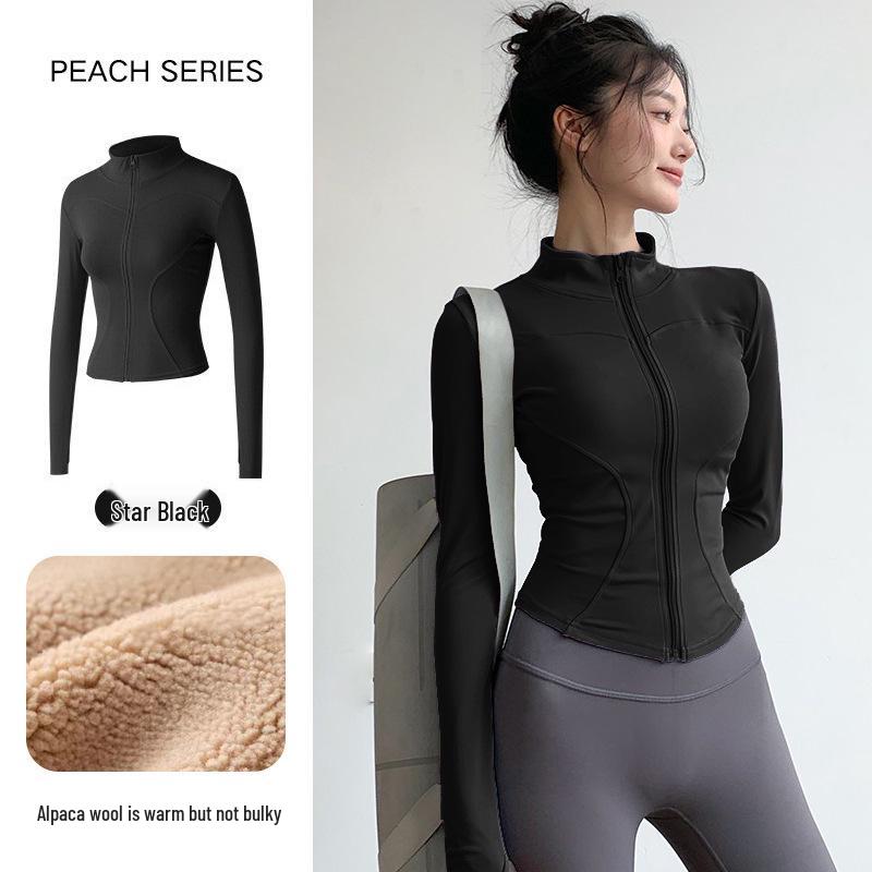 Women's Slim-Fit Fleece-Lined Running Jacket - Autumn/Winter 2025 Yoga & Fitness Long Sleeve.