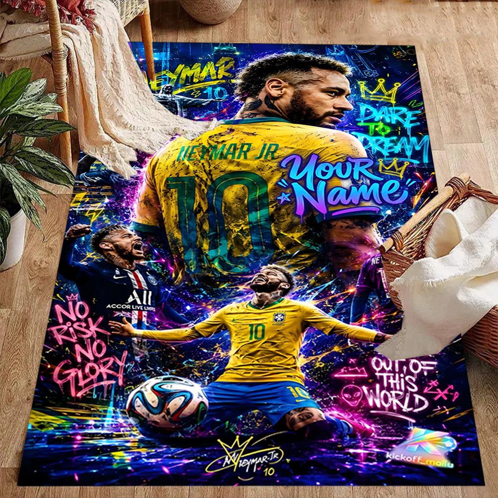 Neymar Träume Fußballlegende Personalisierbarer Namensbereich Teppich Design für Wohnheim Küche Esszimmer im Freien Rutschfester Teppich Büros Dekorieren