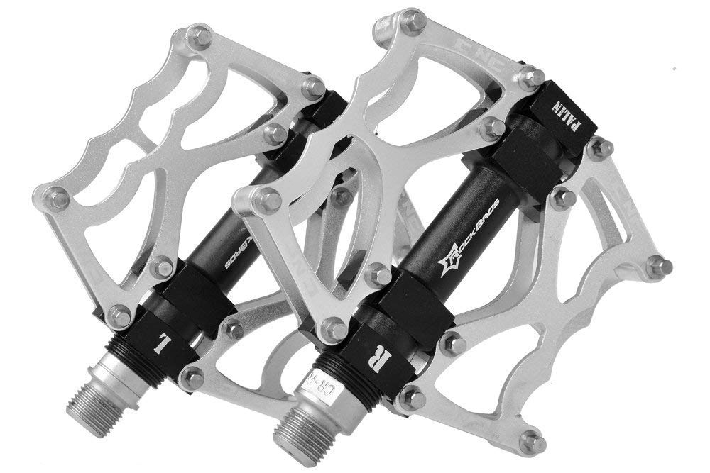 ROCKBROS Kolo Cross Hliníkové s Pedály, Kolo/MTB, Slitina, Lehké, Protiskluzové, Ložiska, 9/16" (stříbrný)