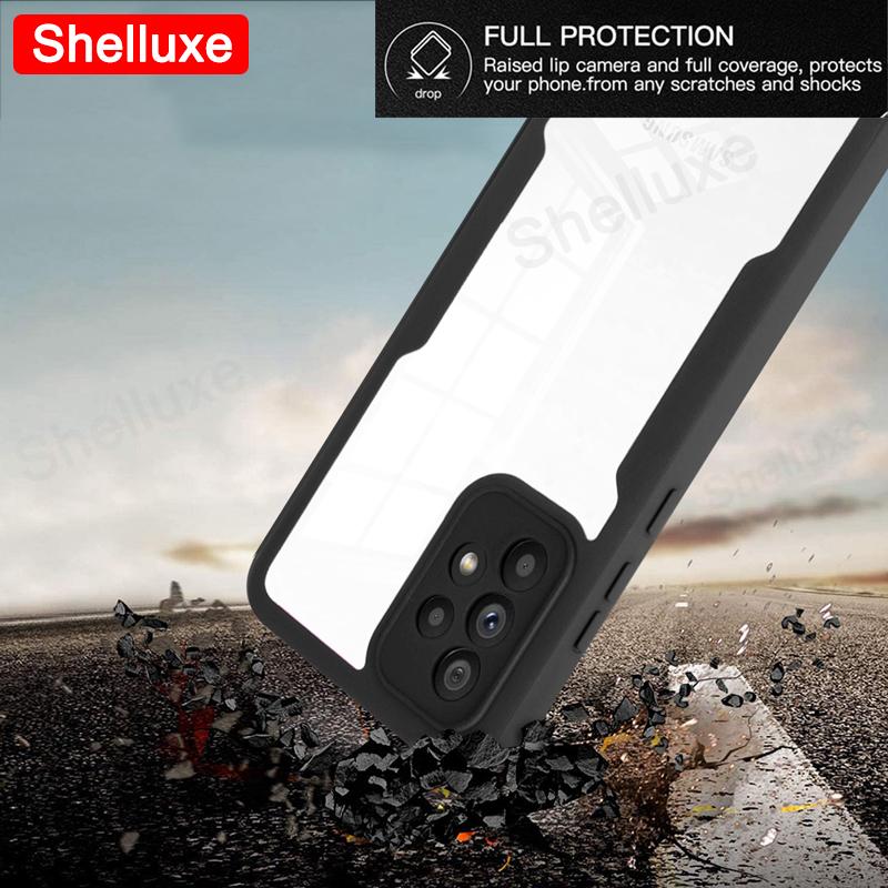 360 Heltäckande Framsida+Baksida Genomskinligt Skal Shelluxe För Samsung Galaxy A72 A52 A52S A32 A22 A73 A53 A33 A13 Silikon Dubbelsidigt Skydd