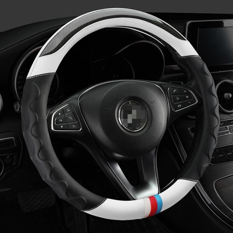 Carbon Fiber Leather Steering Wheel Cover 38CM Universal Car Steering Wheel Case Auto Supplies Non-slip Car Steering Wheel Cover