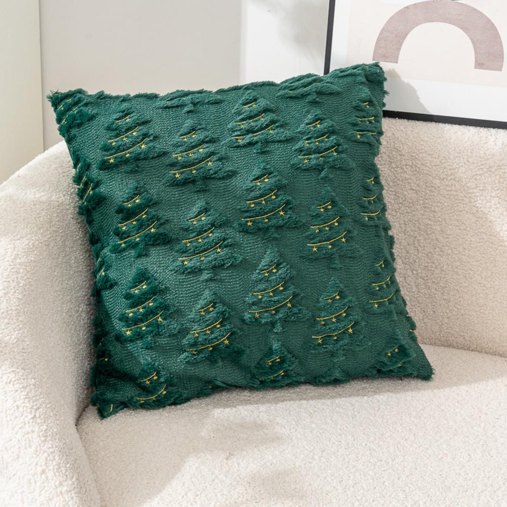 Washable Removable Cushion Cover Removable Washable Cushion Cover Christmas Tree Pattern Plush Pillow Covers Holiday for Sofa