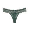 Ice Silk Low-Rise T-Back Lace Thong with Hollowed-Out Design