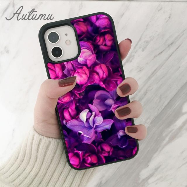 Purple Flower Phone Case for iPhone 11 12 13 14 Pro Max Mini X XR XS SE 2020 5 6S 7 8 Plus Samsung Galaxy S21 S22 Cover Shell