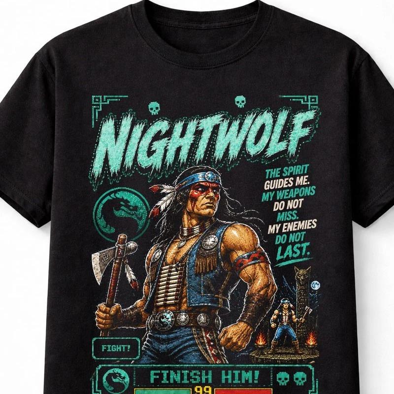 Nightwolf Mortal Kombat Retro Arcade Fighter Unisex TShirt S