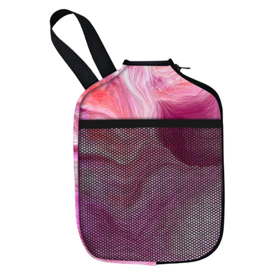 

Сумка для весла Pickleball с ремешком, гладкая молния. Портативная многофункциональная сумка для хранения с передней сетчатой ​​сумкой. Неопреновый материал. Ракетка для настольного тенниса. розовый