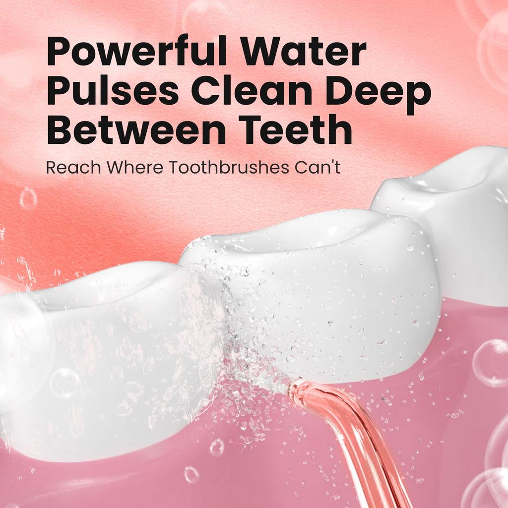 [Recommandé par l'Association Dentaire] Oclean W10 Hydropulseur Oral avec Jet d'Eau, Pompe à Air Cyclone, 3 Modes, Compatible avec l'Application (Rose)