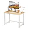 40 Inch Computer Desk, Wood Modern Simple Style Gaming Desk for Home Office, Student Study Writing Table with Metal