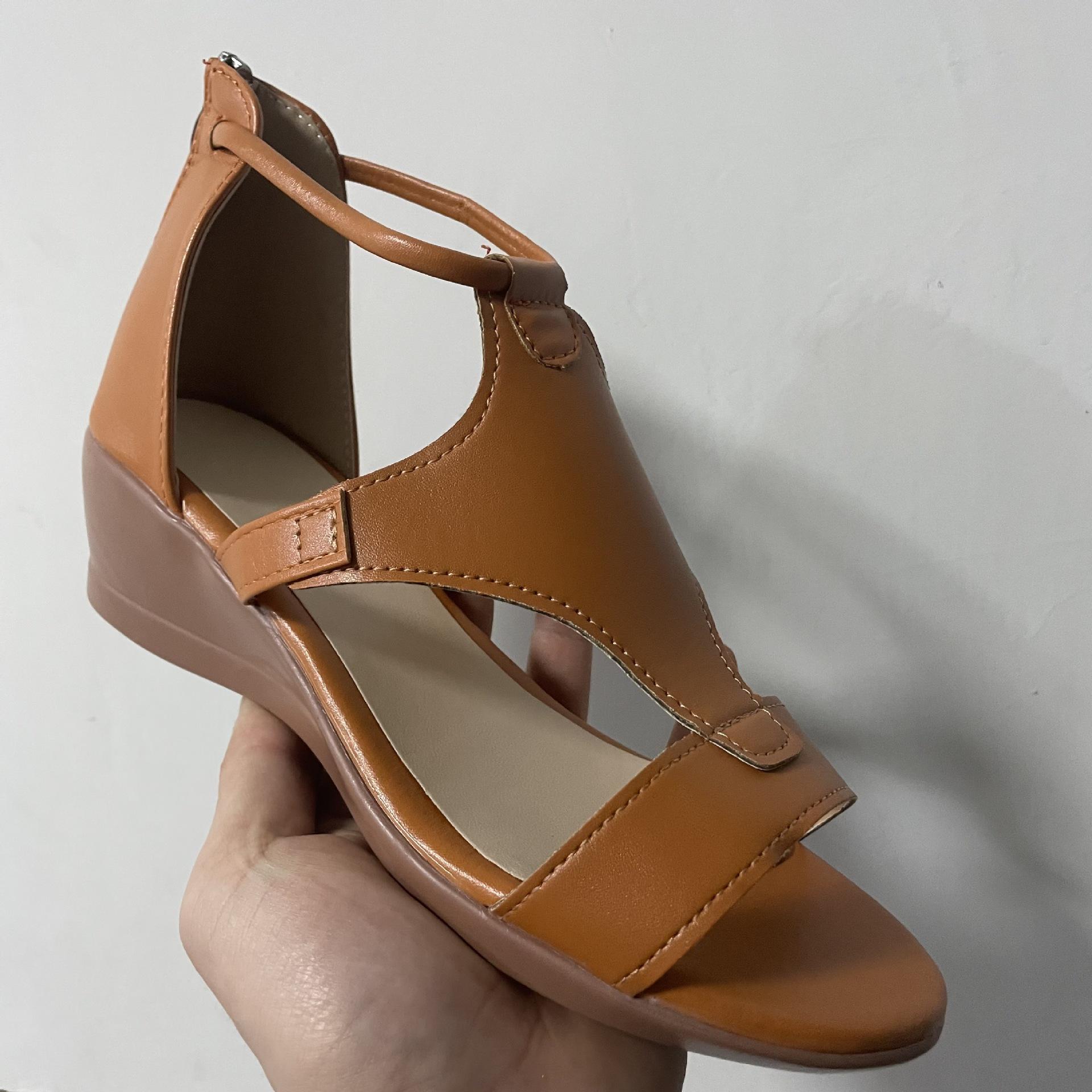 

Босоножки на каблуке Poe для женской внешней торговли в большом римском стиле, трансграничные новые туфли на высоком каблуке в Европе и Америке 43 коричневый