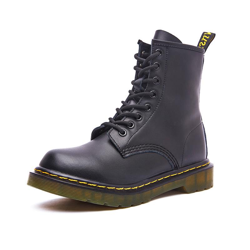 2025 Trendy British Style Genuine Leather Martin Boots for Women & Men: Retro Versatile Mid-Calf & Ankle Motorcycle Boots