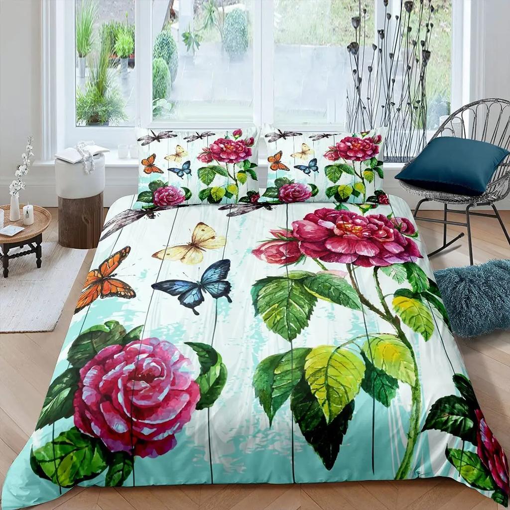 Bohemian Dragonfly King Queen Duvet Cover Mandala Paisley Bedding Set Tie Dye Trippy Gypsy Quilt Cover Polyester Comforter Cover