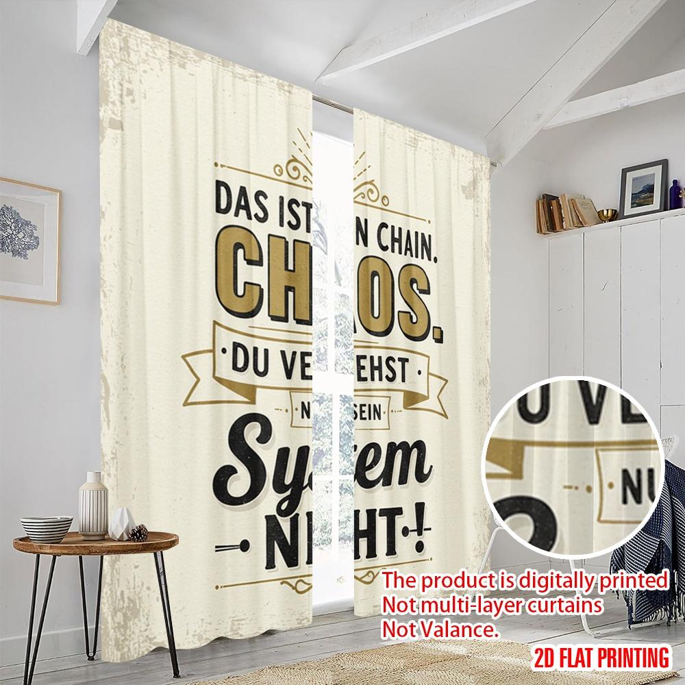 2pcs 2D Flat Printing Window Curtains DAS IST KEIN CHAOS DU VERSTEHST NUR MEIN SYSTEM NICHT Polyester Without Electricity