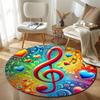 Retro Round Abstract Multicolor Floor Rug, Non-Slip Floor Mat for Office