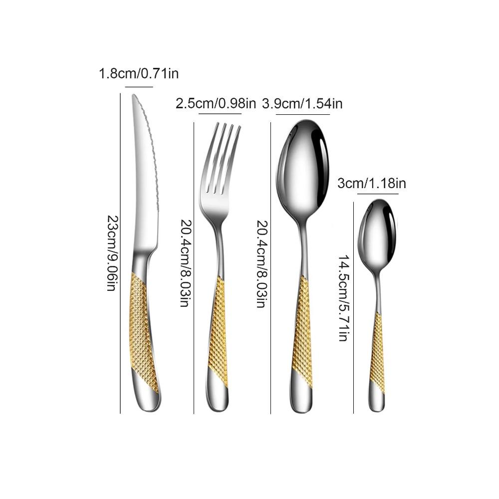 24pcs Stainless Steel Knife, Fork and Spoon Tableware Set, Home 6-person Dinner Tableware, Hotel and Restaurant Available