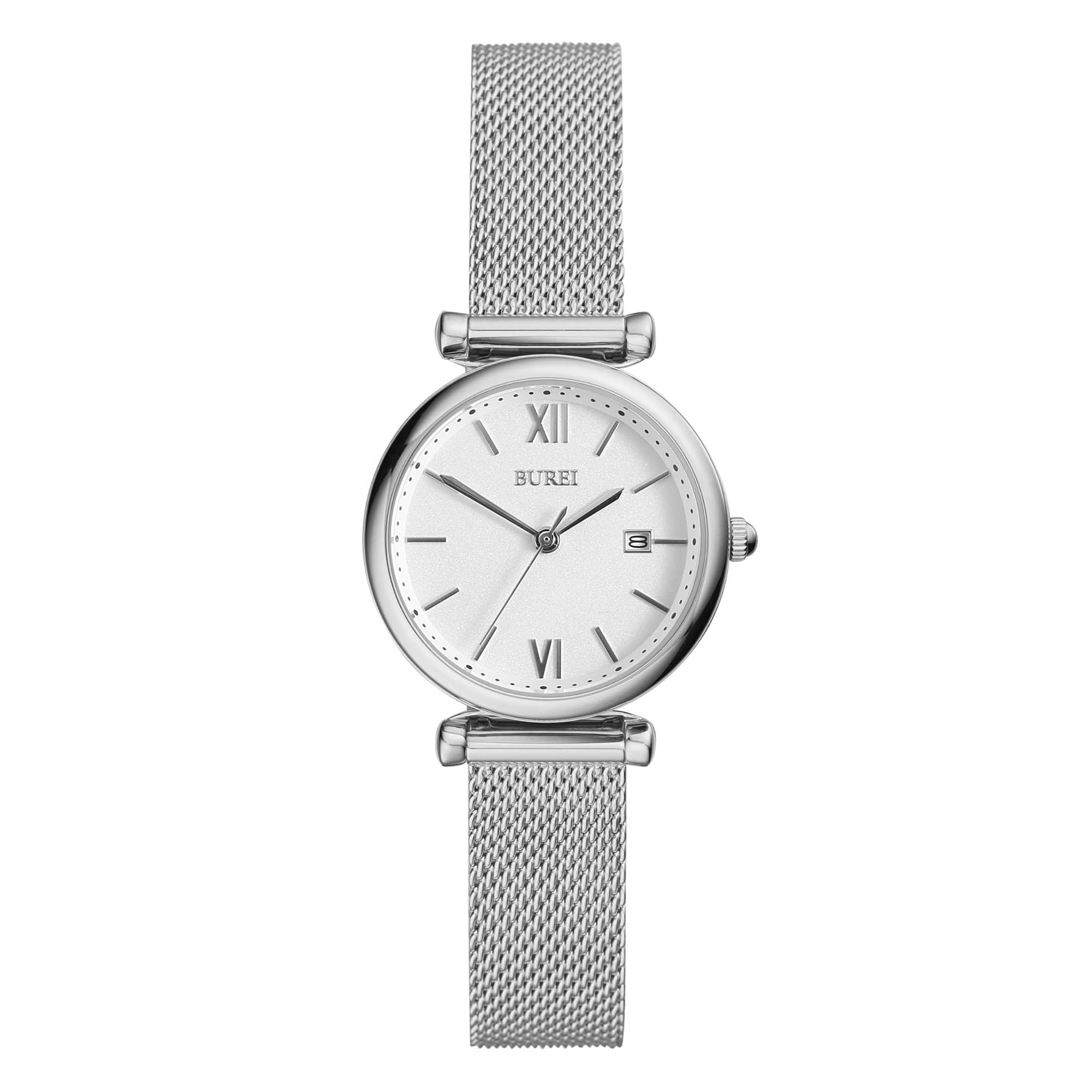 

BUREI Women s Quartz Analog Watch with Stainless Steel Band, Slim Design, Stylish, Waterproof, Cute, Simple, and Lightweight. Perfect for Casual,