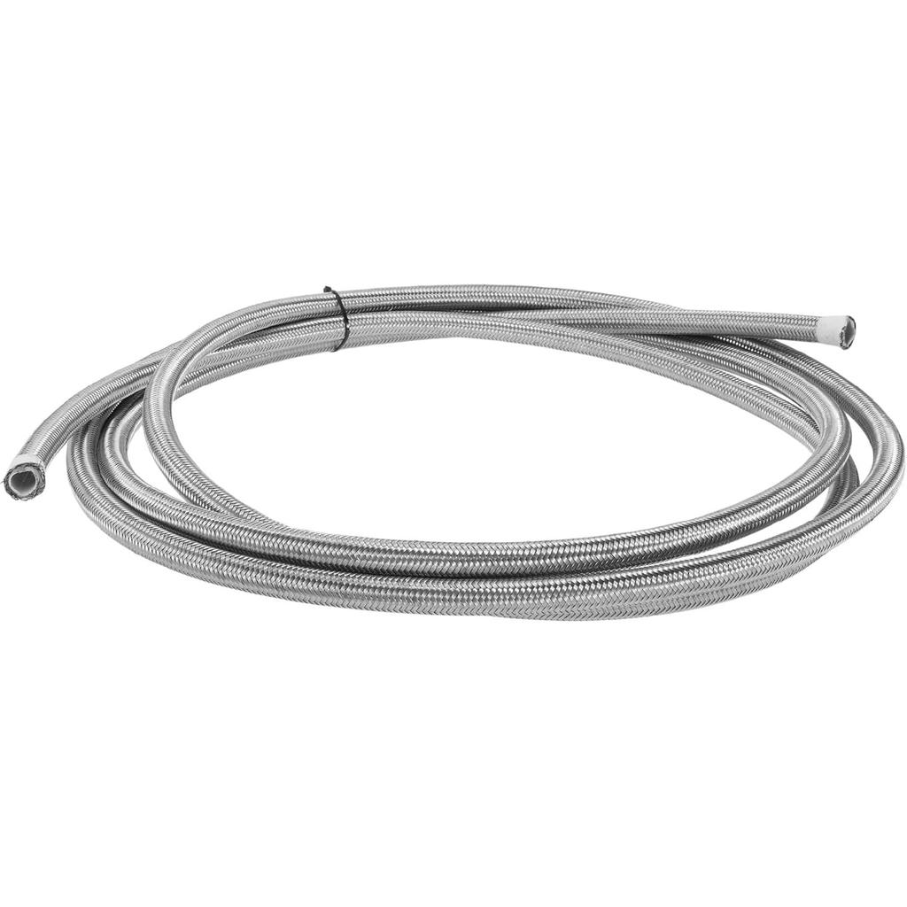 AN4 Fuel Line Hose 4AN 12ft Vacuum Hose Automotive Fuel Hose PTFE Rubber,Stainless Steel Silver Tone 1 Pcs