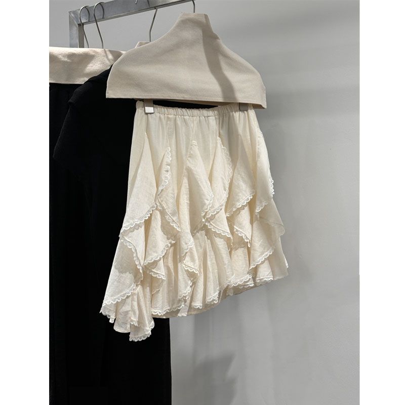 

Тринадцать рядов Весенний Милый Будуарный Стиль K-стиль Нишевый Стиль Асимметричные Воланы Легче всего сочетать Стройнящая Короткая Юбка Женская Apricot All yards