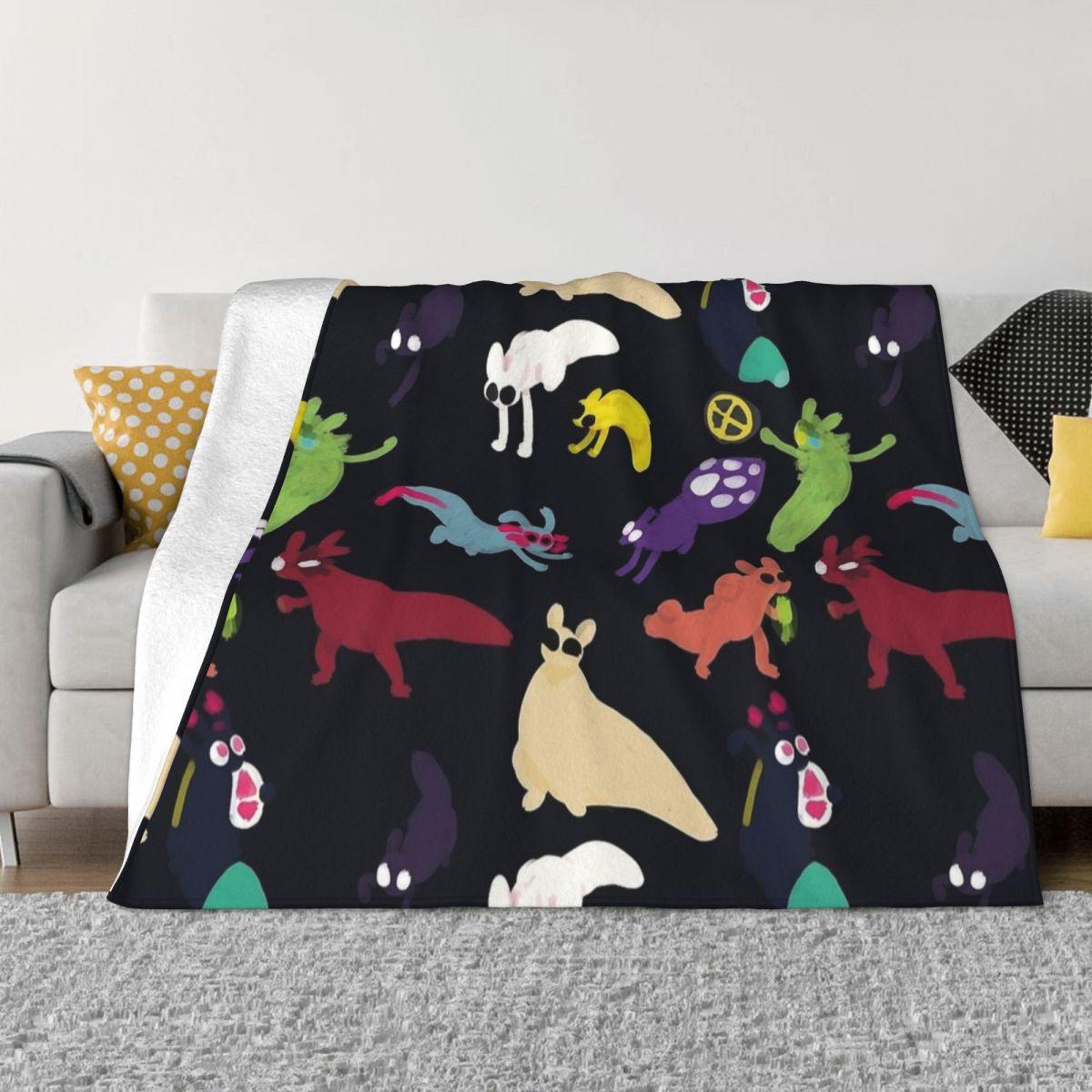 Annier Unisex Rain World Slugcats Pattern Game Blanket Flannel Autumn/Winter Portable Soft Throw Blankets For Home Bedroom Bedspreads