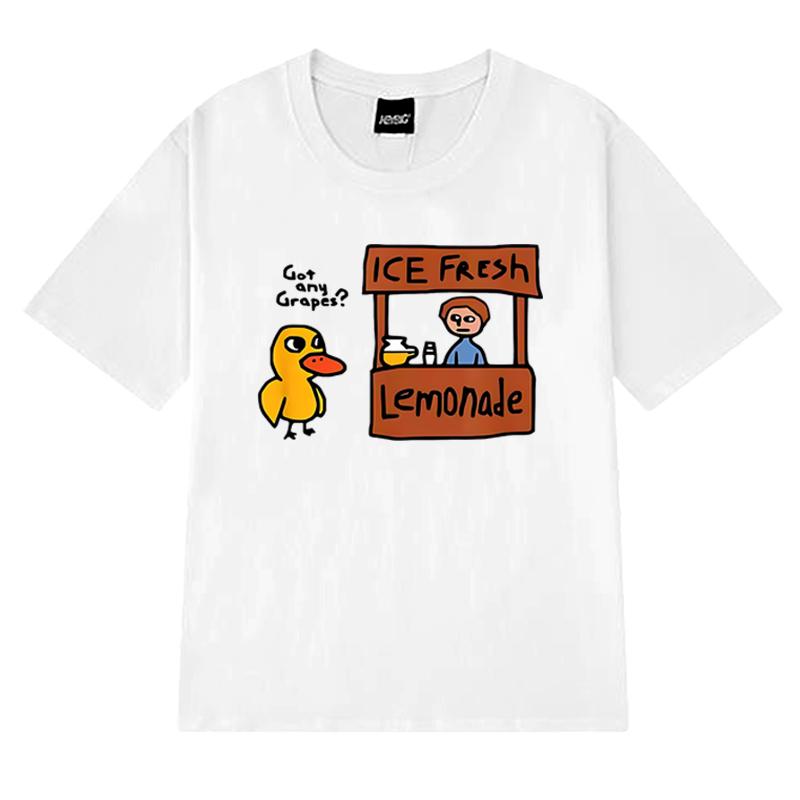 T-shirt d'été drôle et mignon canard a-t-il des raisins pour femmes harajuku t-shirts à manches courtes harajuku hauts unisexes