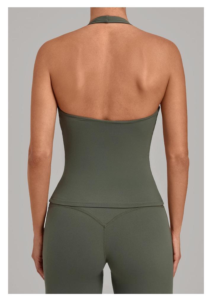 Women's Euro-American Halter Sports Vest: Tummy Control, Open Back, Breathable, Quick-Dry Yoga Top