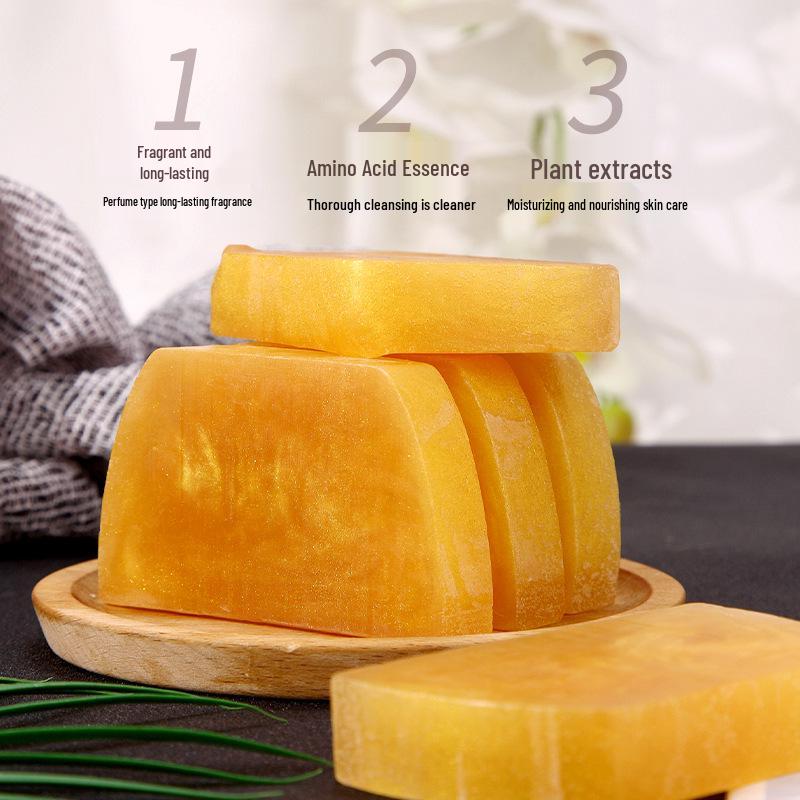 Amino Acid Anti-Mite Gold Cleansing Soap - Natural Handmade Essential Oil for Face, Body, and Bath.