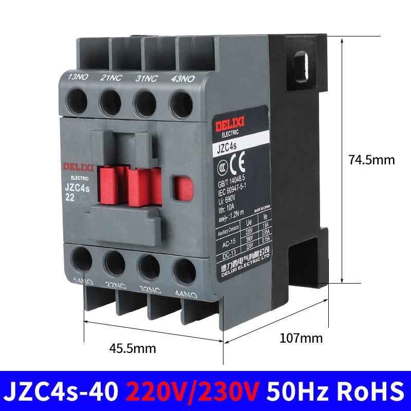 Delixi JZC4s-22 Intermediate Relay, 220V/380V, 2 NO/2 NC Contacts
